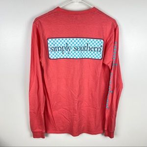 Simply Southern Long Sleeve T-Shirt Sz S Coral